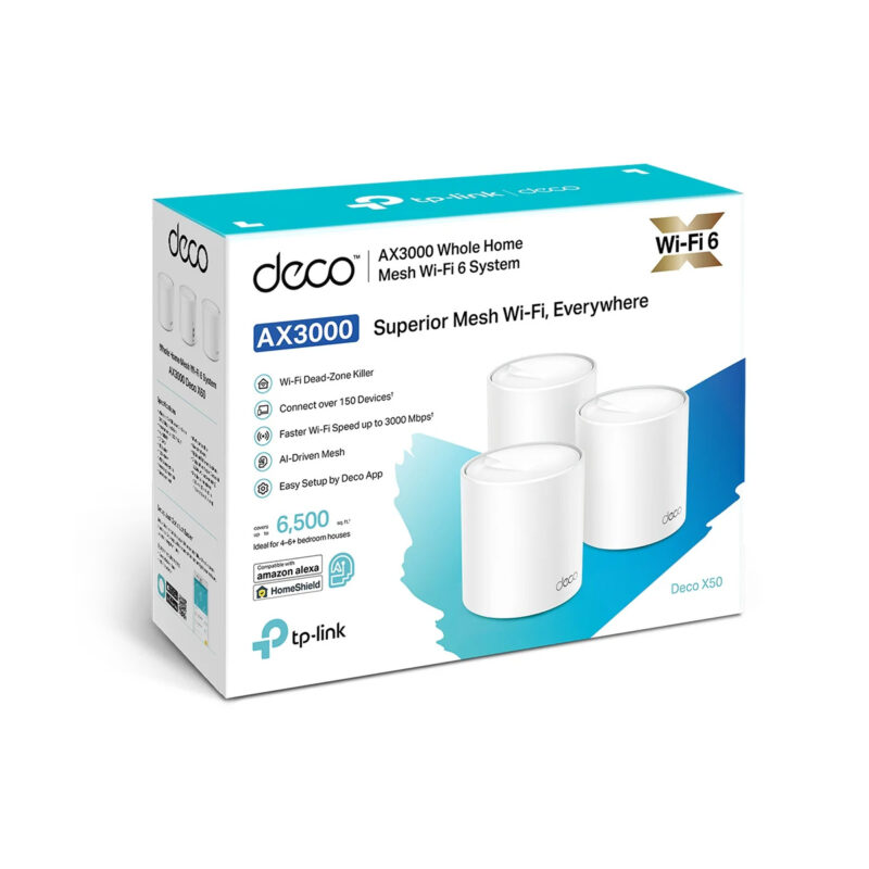 TP-Link Deco X50-PoE(3-pack) AX3000 Whole Home Mesh Wi-Fi 6 System with PoE