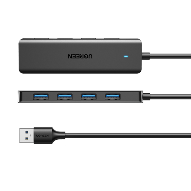 UGREEN 4-in-1 USB 3.0 Hub - High-Speed 5Gbps Data Transfer - Grey