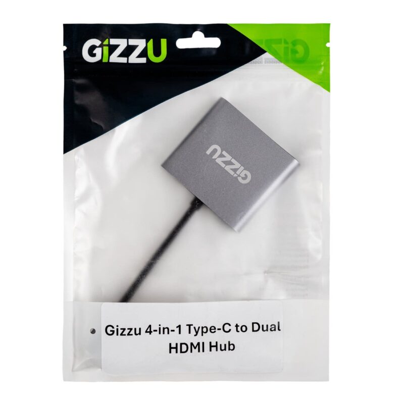 Gizzu 4-in-1 Type-C to Dual HDMI Hub