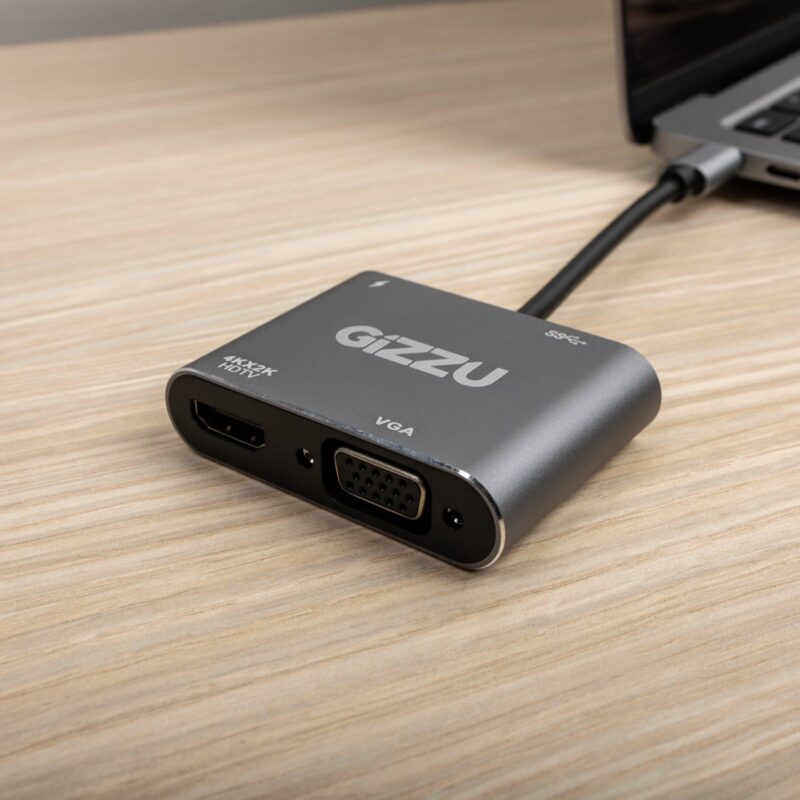 Gizzu 4-in-1 Type-C to HDMI/VGA/USB3.0 Hub