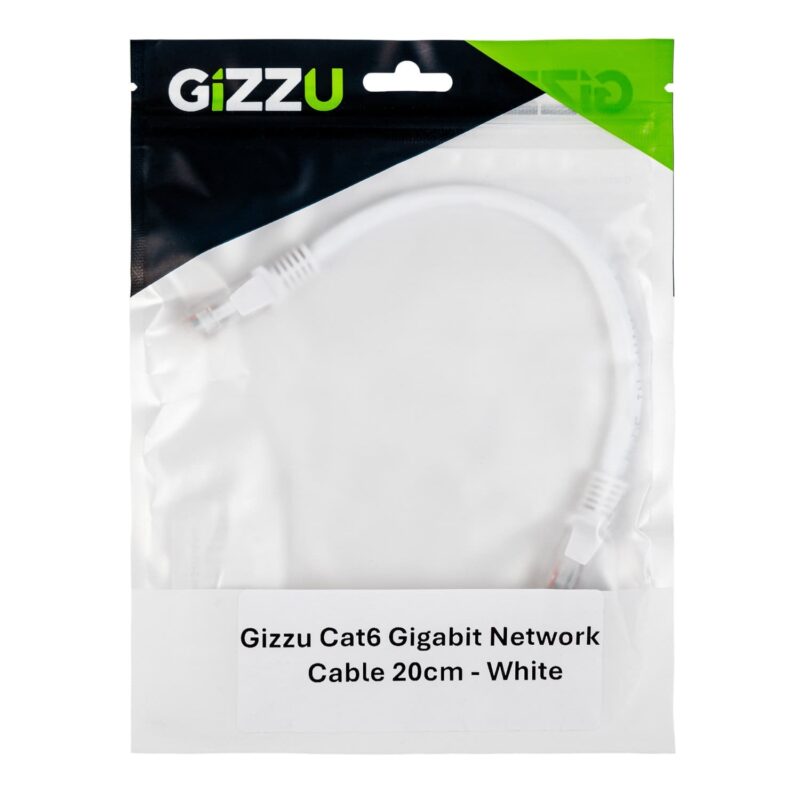 Gizzu Cat6 UTP Fly Lead Ethernet Network Cable 20cm - White