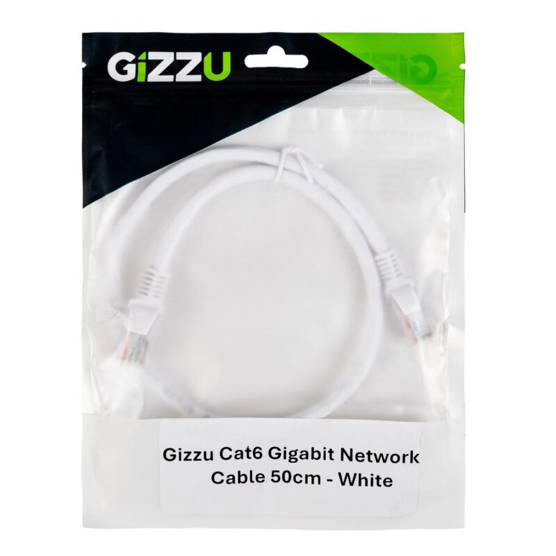 Gizzu Cat6 UTP Fly Lead Ethernet Network Cable 50cm – White