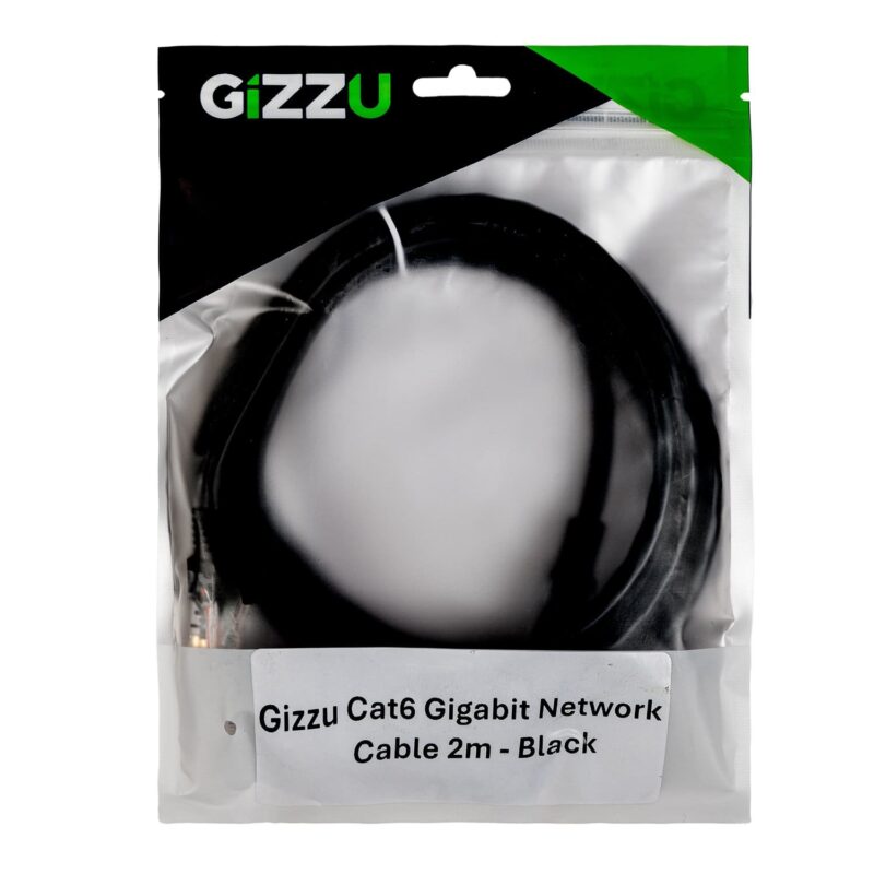 Gizzu Cat6 UTP Fly Lead Ethernet Network Cable 2m – Black