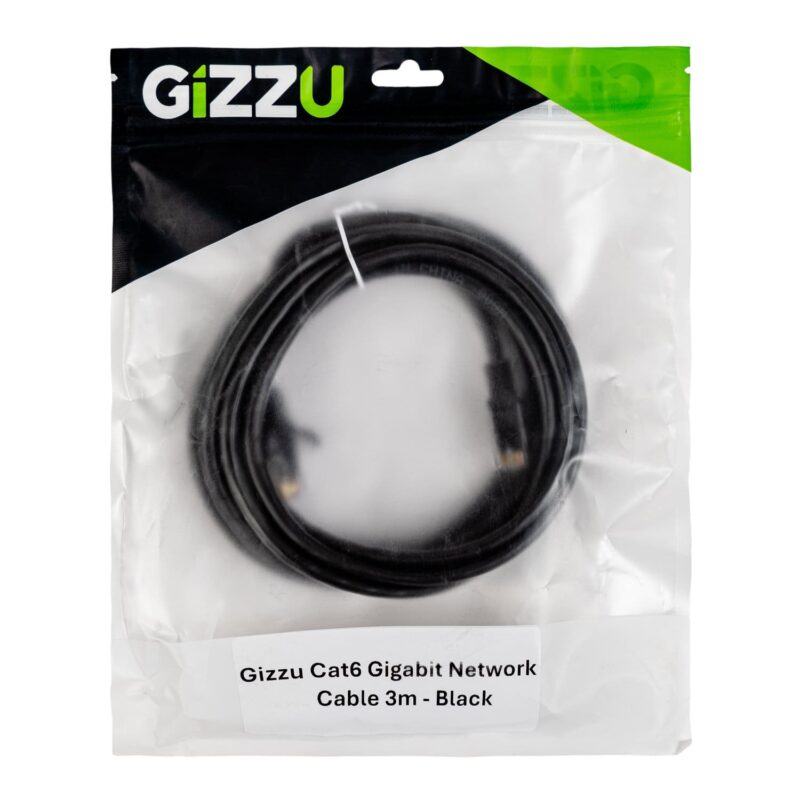 Gizzu Cat6 UTP Fly Lead Ethernet Network Cable 3m – Black