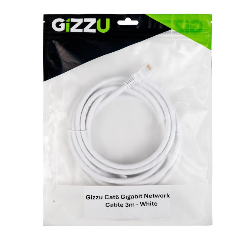 Gizzu Cat6 UTP Fly Lead Ethernet Network Cable 3m – White