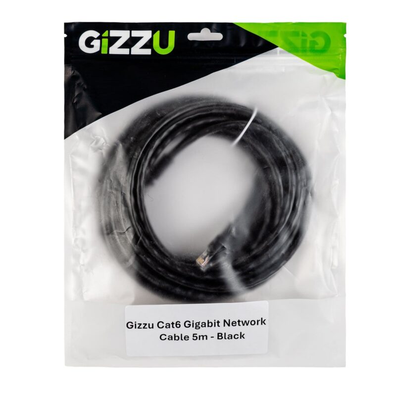 Gizzu Cat6 UTP Fly Lead Ethernet Network Cable 5m – Black