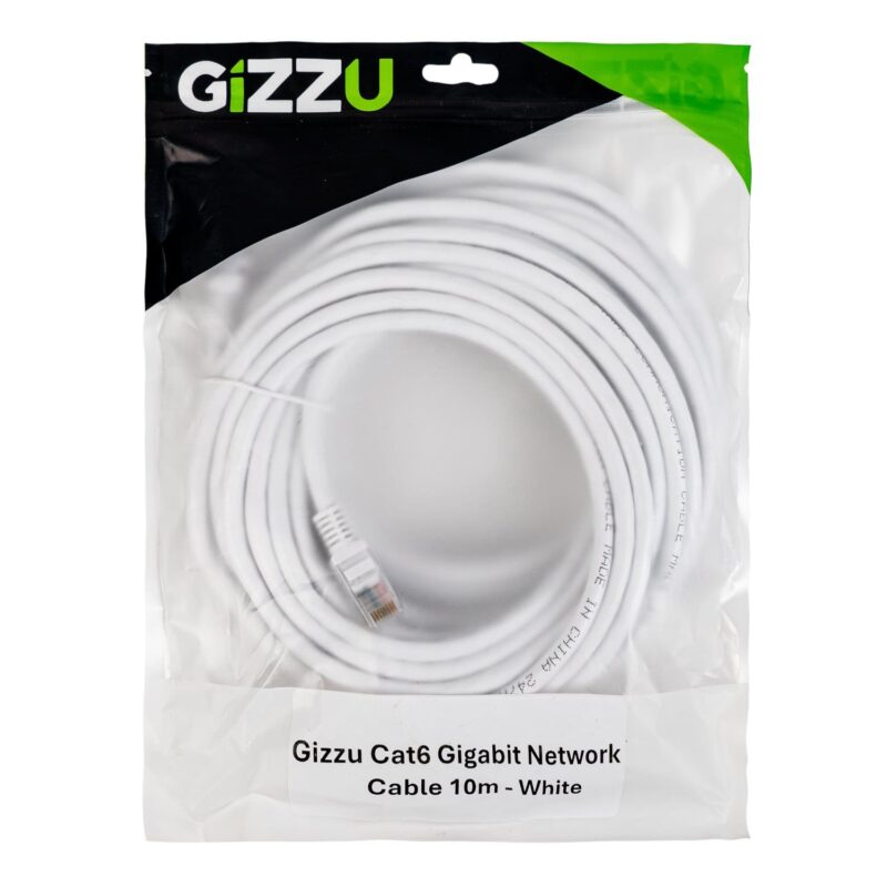 Gizzu Cat6 UTP Fly Lead Ethernet Network Cable 10m – White