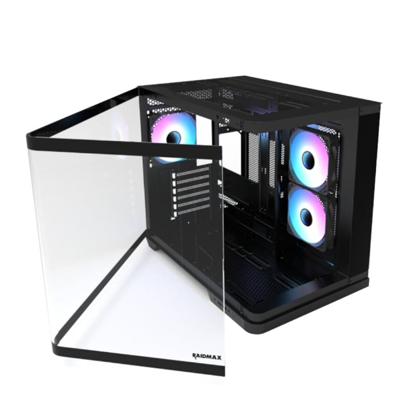 Raidmax I630 ATX | Micro-ATX | ITX ARGB Mid-Tower Dual Chamber Curved Glass Gaming Chassis - Black