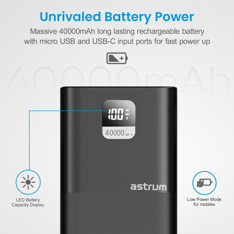 Astrum Fast Charge Power Bank PD100W for Laptop/Mobile 40000mAh 3A - PB455